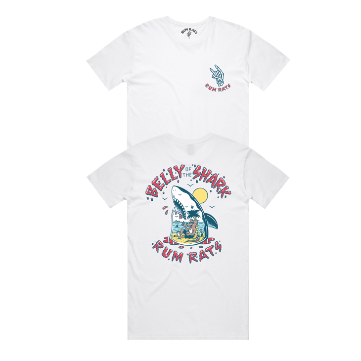 Rum Rats - Belly Of The Shark - White Unisex Tee